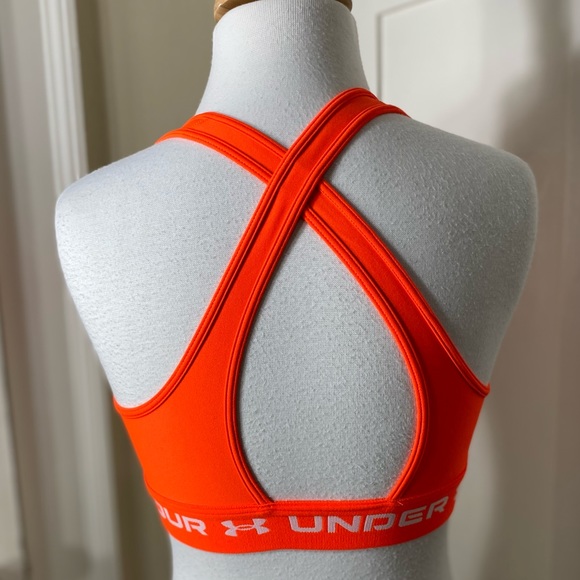 SAFETY ORANGE Sports Bra  - Under Armour - Crossback, Medium-Impact Sz S - Picture 9 of 10